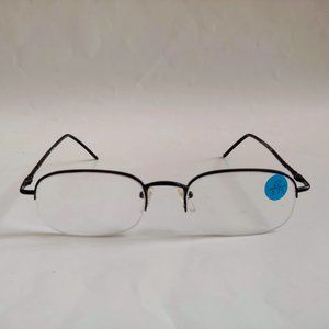 NWT Vintage 90's Rectangle Metal Semi-Rimless Reading Glasses +2.00 (S.Black)